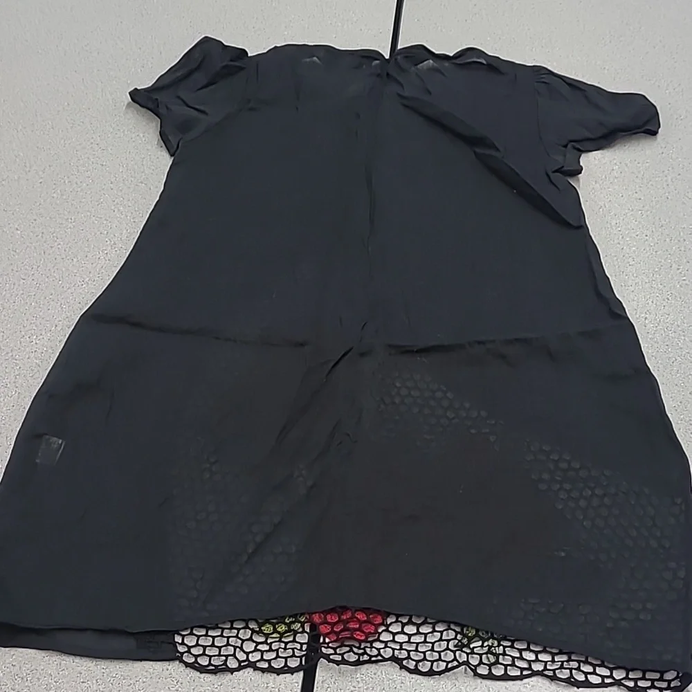 Dikamni Black Floral Lightweight Linen Mesh Panel Dress Size S - Picture 5 of 6